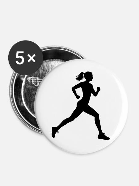 Geschenkidee für eine Running mit Running - Buttons groß 56 mm (5er Pack) - Weiß