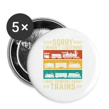 Ich dachte an Züge – lustiger Zugliebhaber - Buttons groß 56 mm (5er Pack) - Weiß - Vorne