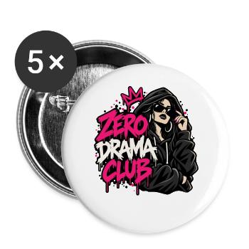Zero Drama Club – Girl Power Streetwear - Buttons groß 56 mm (5er Pack) - Weiß - Vorne