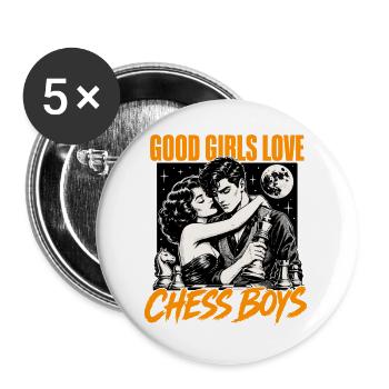 Love Schachspieler Schachspiel Schachbrett Schach - Buttons groß 56 mm (5er Pack) - Weiß - Vorne