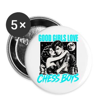  Lovers Schachspieler Schachspiel Schachbrett - Buttons groß 56 mm (5er Pack) - Weiß - Vorne