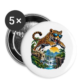 Actionreicher Jaguar für kleine Abenteurer  - Buttons groß 56 mm (5er Pack) - Weiß - Vorne