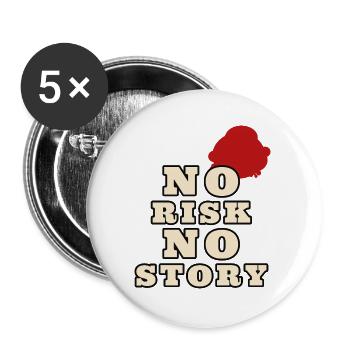 NO RISK NO STORY - Buttons groß 56 mm (5er Pack) - Weiß - Vorne