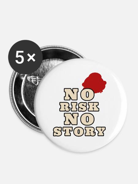 NO RISK NO STORY - Buttons groß 56 mm (5er Pack) - Weiß