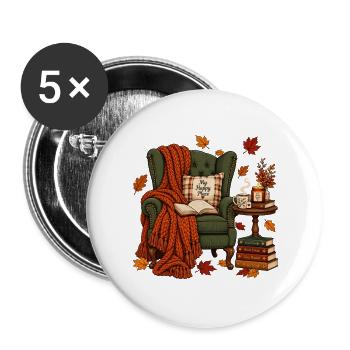 My Happy Place Herbst Lese Ecke - Buttons groß 56 mm (5er Pack) - Weiß - Vorne