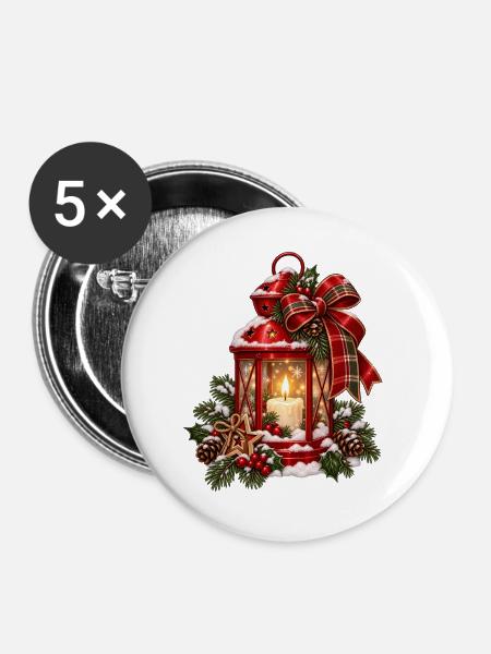 Winterlicht Lanternenzauber - Buttons groß 56 mm (5er Pack) - Weiß