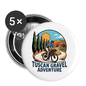 Toskanische Schotter-Abenteuer-Radfahren Pop Art - Buttons groß 56 mm (5er Pack) - Weiß - Vorne