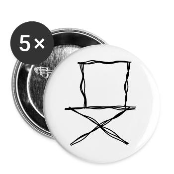 Klappstuhl handgezeichnet - Buttons groß 56 mm (5er Pack) - Weiß - Vorne