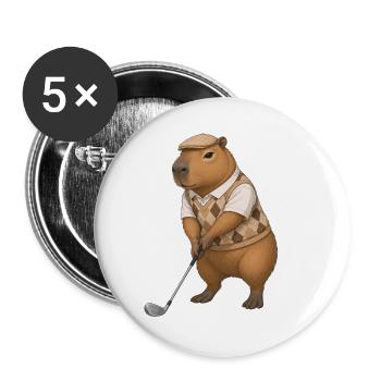 Capybara spielt Golf  - Buttons groß 56 mm (5er Pack) - Weiß - Vorne
