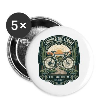Art-Déco-Radrademblem-Grafik - Buttons groß 56 mm (5er Pack) - Weiß - Vorne