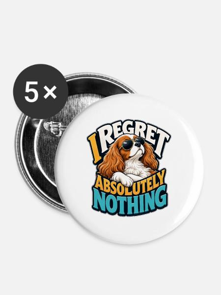 Kavallerier King Charles Spaniel - Buttons groß 56 mm (5er Pack) - Weiß
