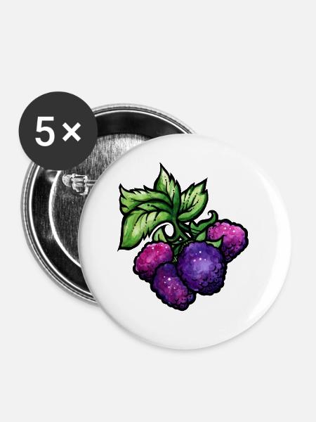 Aquarell-Himbeercluster - Buttons groß 56 mm (5er Pack) - Weiß