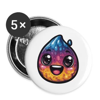 Bunter Wassertropfen - Buttons groß 56 mm (5er Pack) - Weiß - Vorne