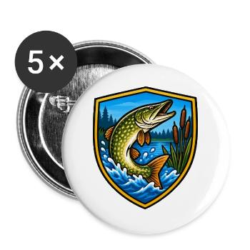 Schildpike am See - Buttons groß 56 mm (5er Pack) - Weiß - Vorne