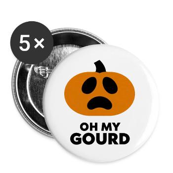 Oh My Gourd: Frightened Pumpkin Icon - Buttons groß 56 mm (5er Pack) - Weiß - Vorne