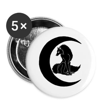 Der Rest des Schwarzen Wolfs unter dem Mond - Buttons groß 56 mm (5er Pack) - Weiß - Vorne