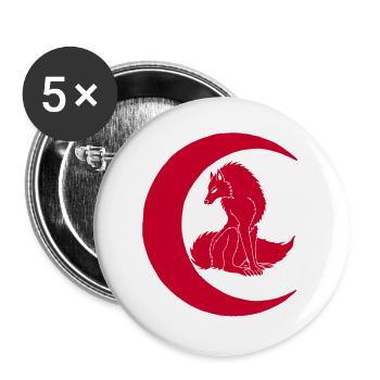 Der Rote Wolf ruht unter dem Mond - Buttons groß 56 mm (5er Pack) - Weiß - Vorne