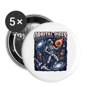 Orbital Riffs Heavy Metal - Buttons groß 56 mm (5er Pack) - Weiß - Vorne