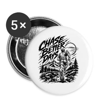 Mountain Trail Runner – Weiter in Bewegung - Buttons groß 56 mm (5er Pack) - Weiß - Vorne