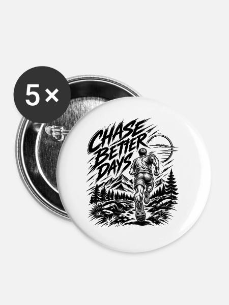 Mountain Trail Runner – Weiter in Bewegung - Buttons groß 56 mm (5er Pack) - Weiß