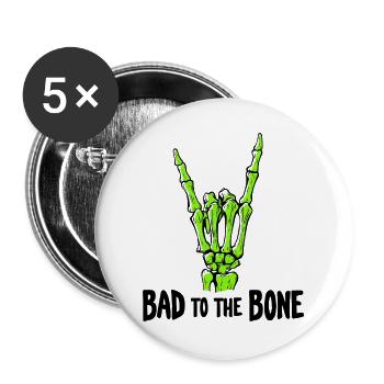 Bad to the Bone Skeleton Rock - Buttons groß 56 mm (5er Pack) - Weiß - Vorne