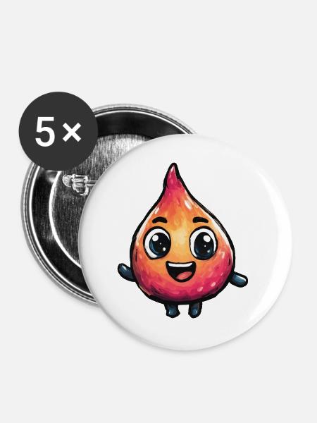 Fröhlicher Tropfen Charme - Buttons groß 56 mm (5er Pack) - Weiß