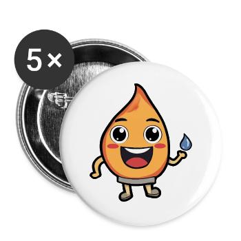 Pfirsichheld mit Wassertropfen - Buttons groß 56 mm (5er Pack) - Weiß - Vorne
