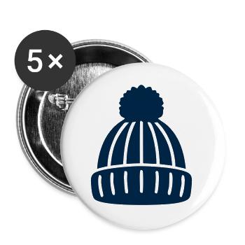 Pudelmuetze Winter Icon - Buttons groß 56 mm (5er Pack) - Weiß - Vorne