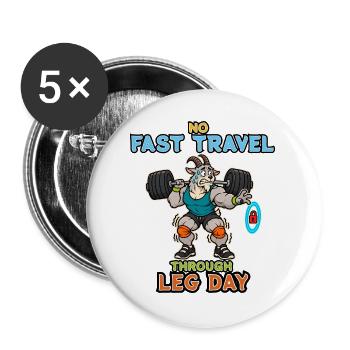 Kein Fast-Travel-through Leg Day Goat Gamer - Buttons groß 56 mm (5er Pack) - Weiß - Vorne