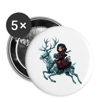 Der Geist des Winters – Keltischer Frostreiter - Buttons groß 56 mm (5er Pack) - Weiß - Vorne