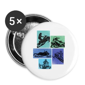 Schneemobilszenen – Bergschlittenfahrer im Winter - Buttons groß 56 mm (5er Pack) - Weiß - Vorne