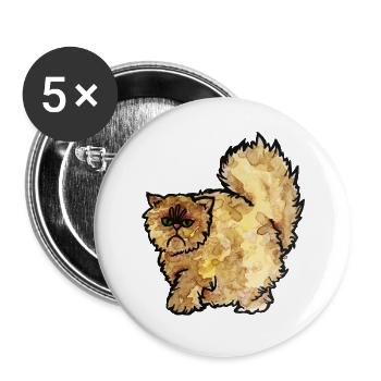 Grumpy Fluffy Cat Aquarell - Buttons groß 56 mm (5er Pack) - Weiß - Vorne