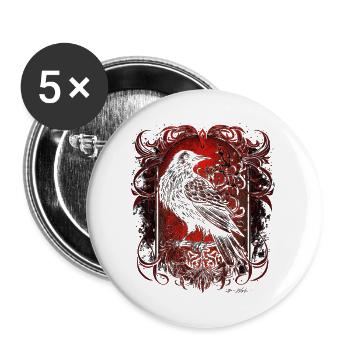 Odins Rabe Wikinger nordische Runen Nordmann - Buttons groß 56 mm (5er Pack) - Weiß - Vorne