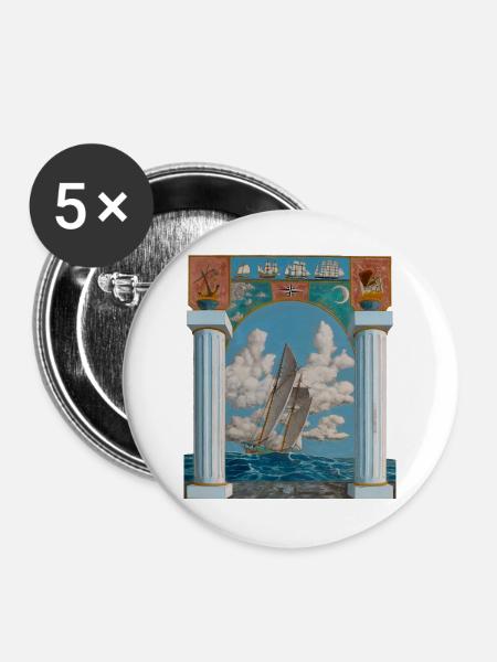Segelkunst - Buttons groß 56 mm (5er Pack) - Weiß