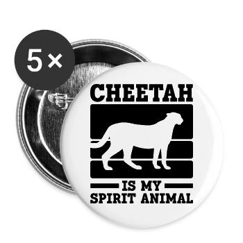 Gepard Seelentier - Buttons groß 56 mm (5er Pack) - Weiß - Vorne