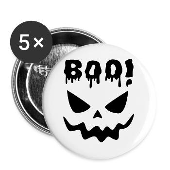 Tropfender Boo Halloween-Kürbis - Buttons groß 56 mm (5er Pack) - Weiß - Vorne