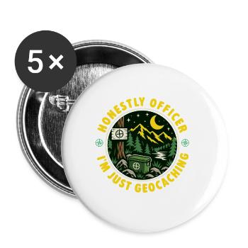 Ehrlich gesagt, Officer, ich geocache nur – Geocacher - Buttons groß 56 mm (5er Pack) - Weiß - Vorne
