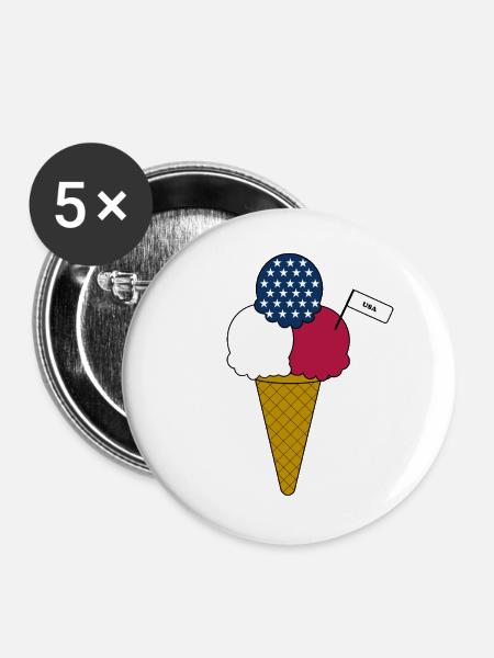 USA flag cream Eiscreme - Buttons groß 56 mm (5er Pack) - Weiß