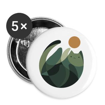 Spielende Katze im grünen Naturstil - Buttons groß 56 mm (5er Pack) - Weiß - Vorne