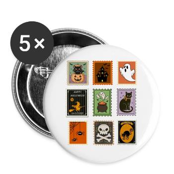 Vintage-Halloween-Stempelpaket - Buttons groß 56 mm (5er Pack) - Weiß - Vorne