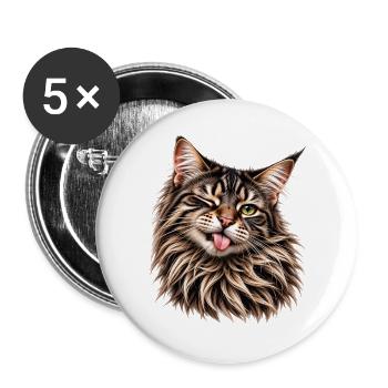 Freche Fellnase - Buttons groß 56 mm (5er Pack) - Weiß - Vorne