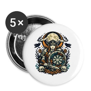Mondnacht Valkyrie mit Schild - Buttons groß 56 mm (5er Pack) - Weiß - Vorne
