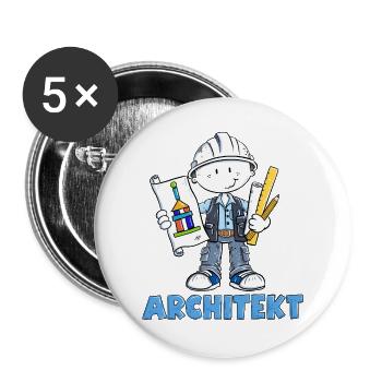 Architekt Architektur Bauplan Beruf Humor Cartoon - Buttons groß 56 mm (5er Pack) - Weiß - Vorne