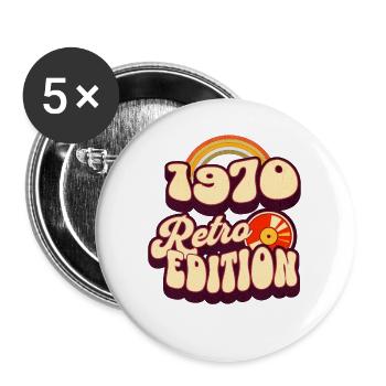 1970 Retro Edition Geburtstag Vintage 70er Spruch - Buttons groß 56 mm (5er Pack) - Weiß - Vorne