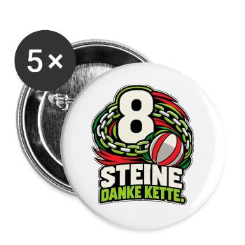 8 Steine – Danke Kette Jugger - Buttons groß 56 mm (5er Pack) - Weiß - Vorne