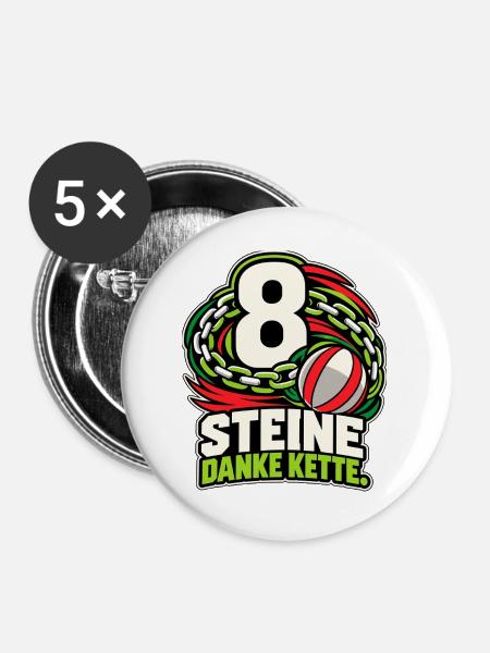 8 Steine – Danke Kette Jugger - Buttons groß 56 mm (5er Pack) - Weiß