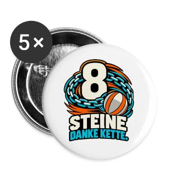 8 Steine - Danke Kette - Buttons groß 56 mm (5er Pack) - Weiß - Vorne