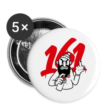 Graffiti-Bärtiger Rebell mit Spray - Buttons groß 56 mm (5er Pack) - Weiß - Vorne