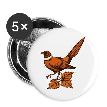 Fasan im goldenen Laub - Buttons groß 56 mm (5er Pack) - Weiß - Vorne