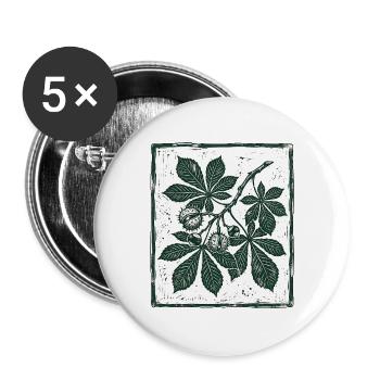 Kastanien Blatt Herbst - Buttons groß 56 mm (5er Pack) - Weiß - Vorne